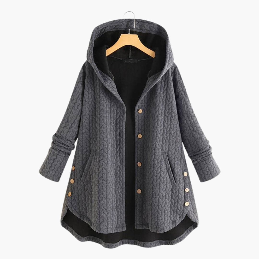 Veste matelassée femme à capuche et détails boutonnés