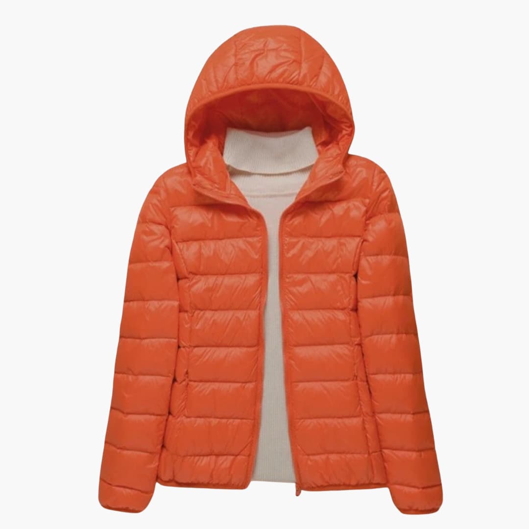 Women's quilted jacket with zip closure and stand-up collar