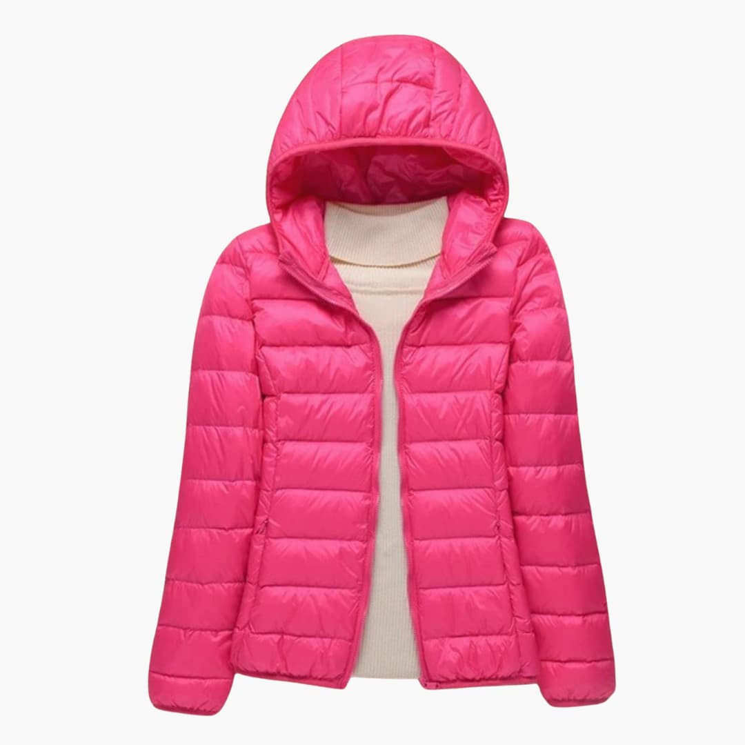 Women's quilted jacket with zip closure and stand-up collar