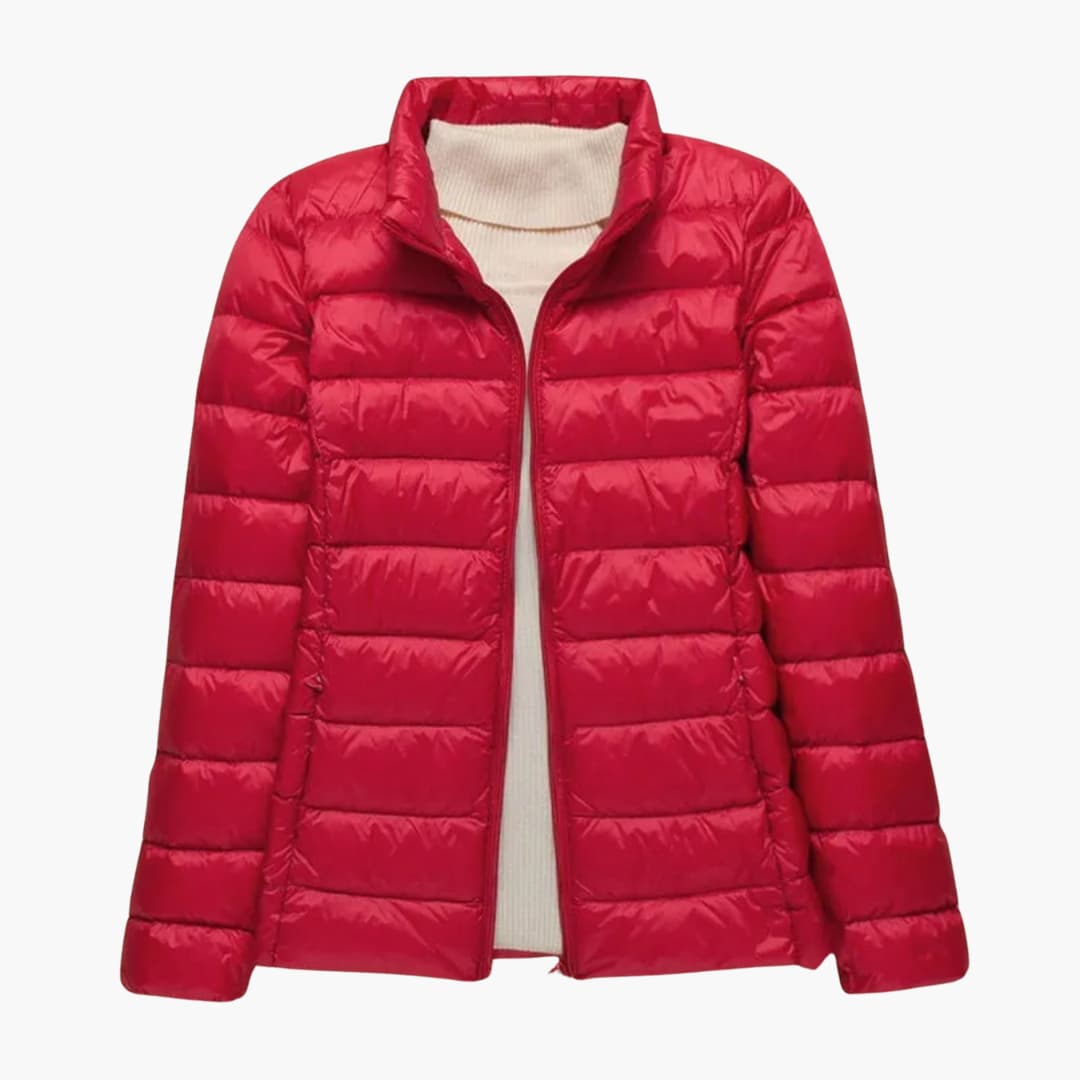 Women's quilted jacket with zip closure and stand-up collar