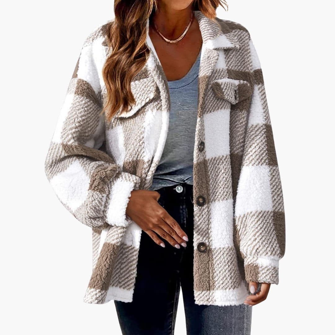 Veste polaire femme à carreaux