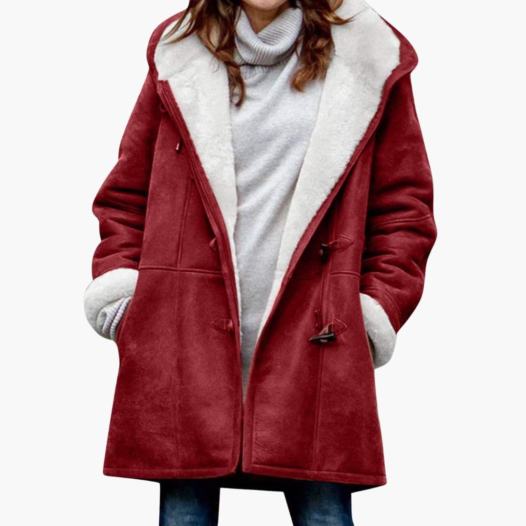 Manteau femme grande taille avec fermoir en corne et poches