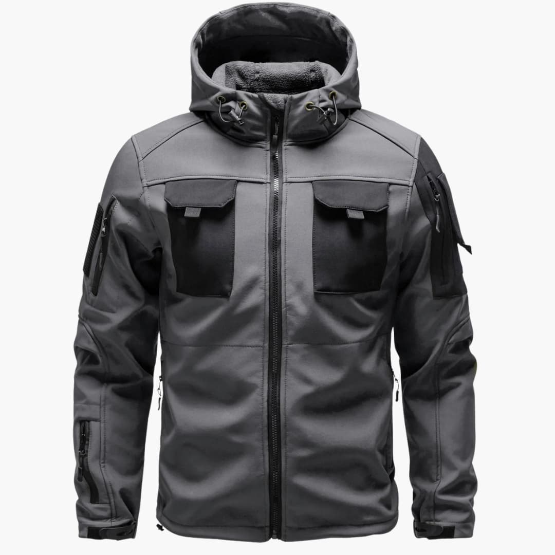 Kurtka softshell męska z kapturem i wieloma kieszeniami