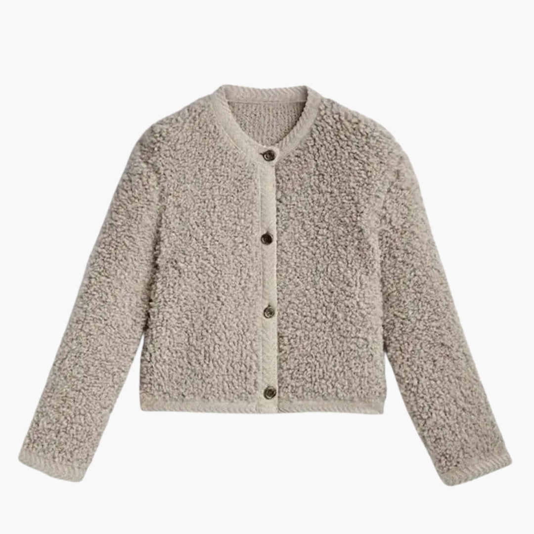 Teddyvest til kvinder med rund hals og løs pasform
