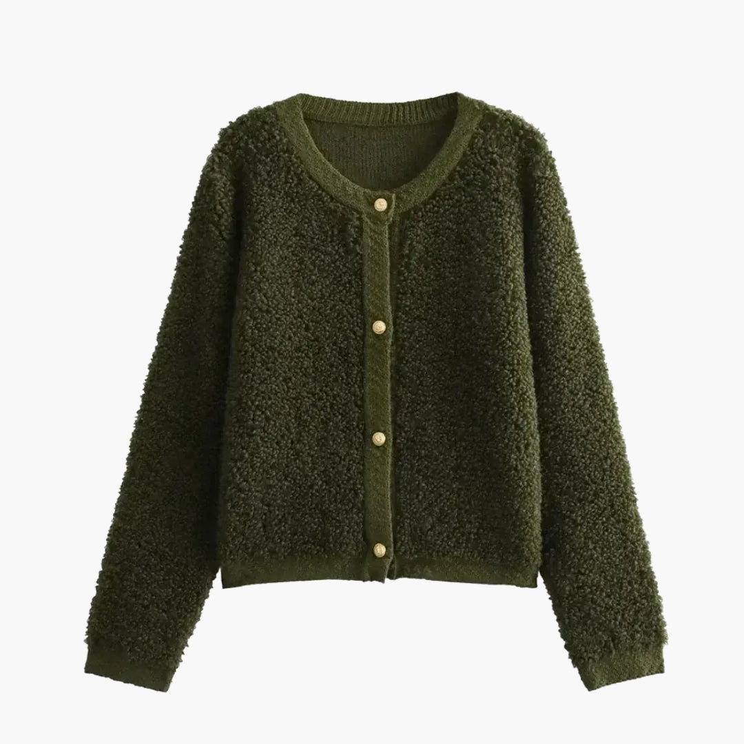 Teddyvest til kvinder med rund hals og løs pasform