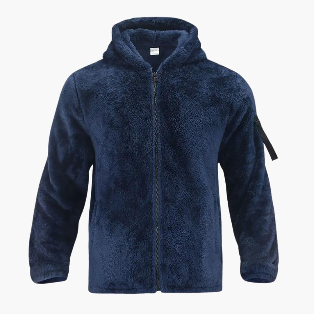 Giacca teddy uomo con cappuccio e chiusura lampo