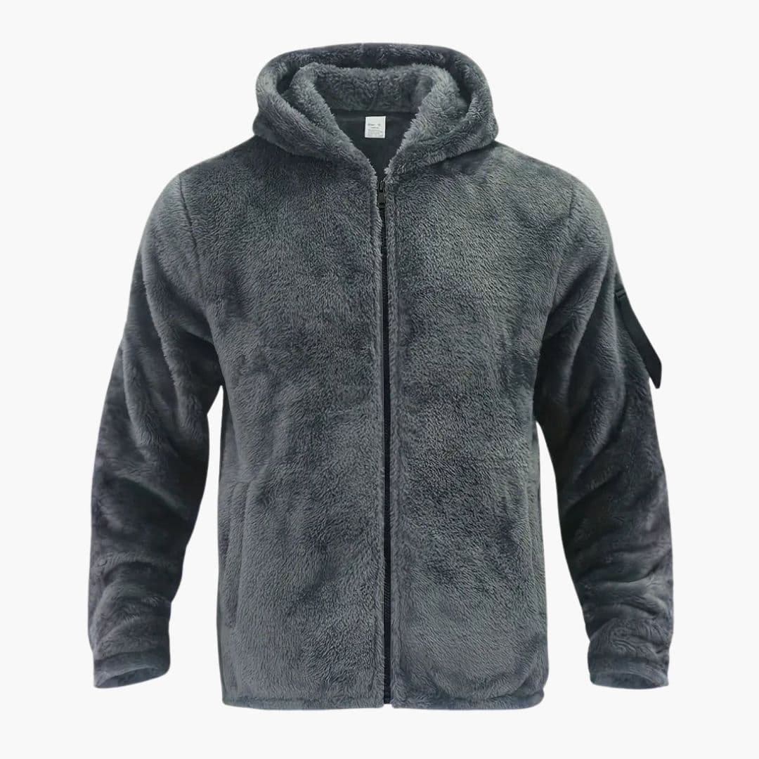 Giacca teddy uomo con cappuccio e chiusura lampo