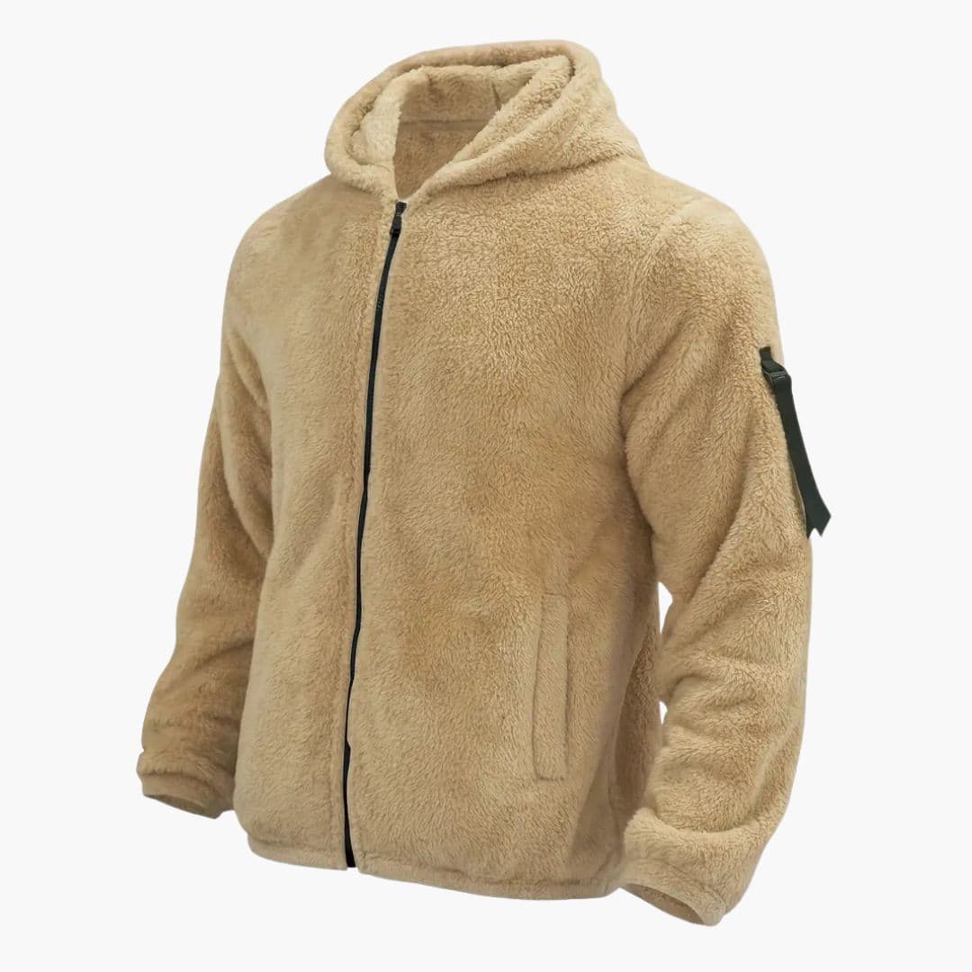 Giacca teddy uomo con cappuccio e chiusura lampo