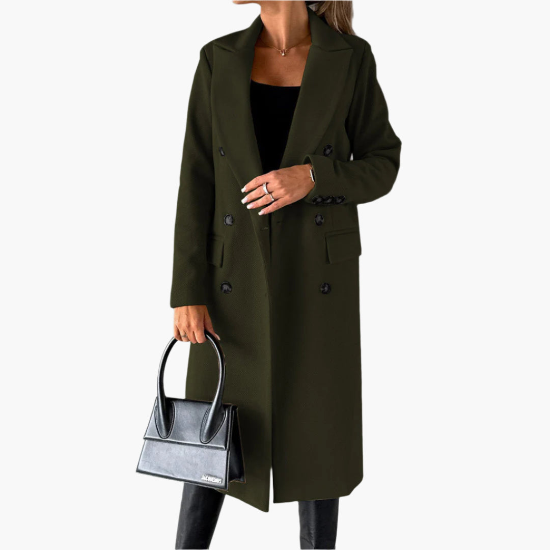 Manteau long femme à double boutonnage