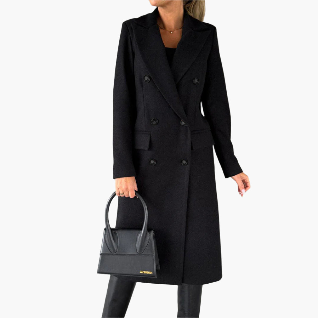 Manteau long femme à double boutonnage