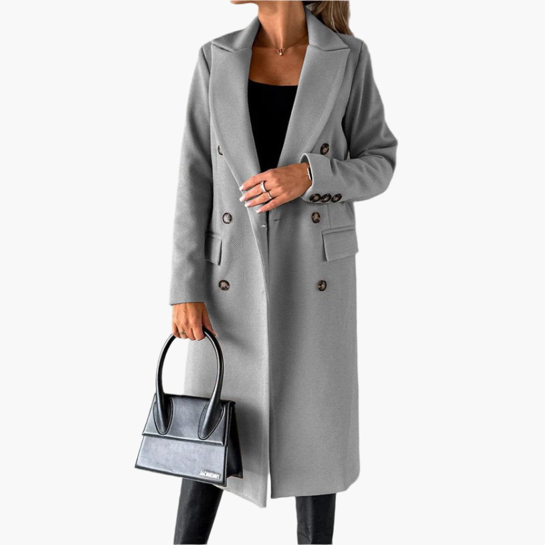 Manteau long femme à double boutonnage