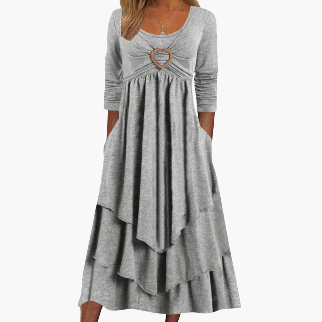 Abito donna con scollo ampio e maniche lunghe
