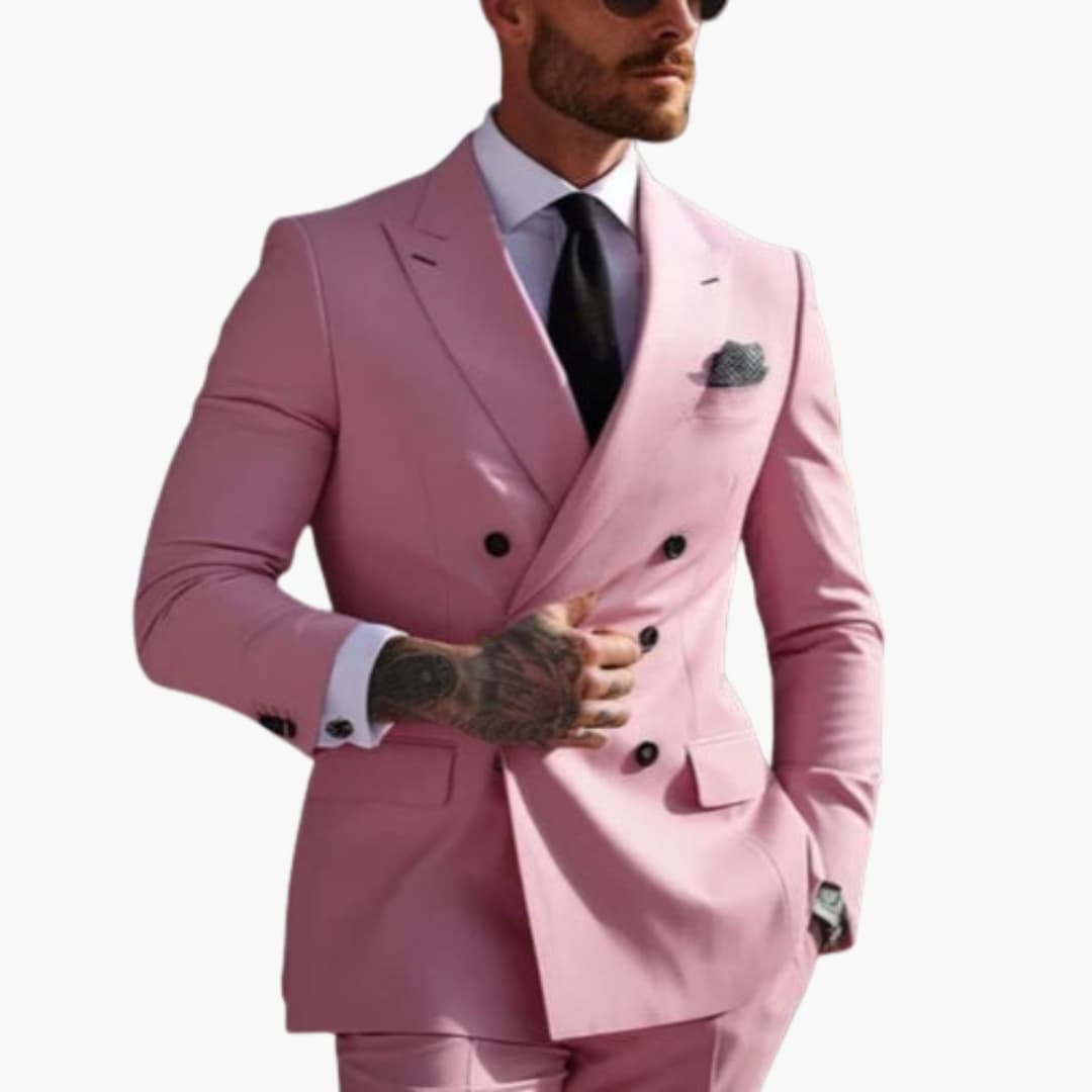 Costume homme deux pièces avec veste croisée et pantalon slim