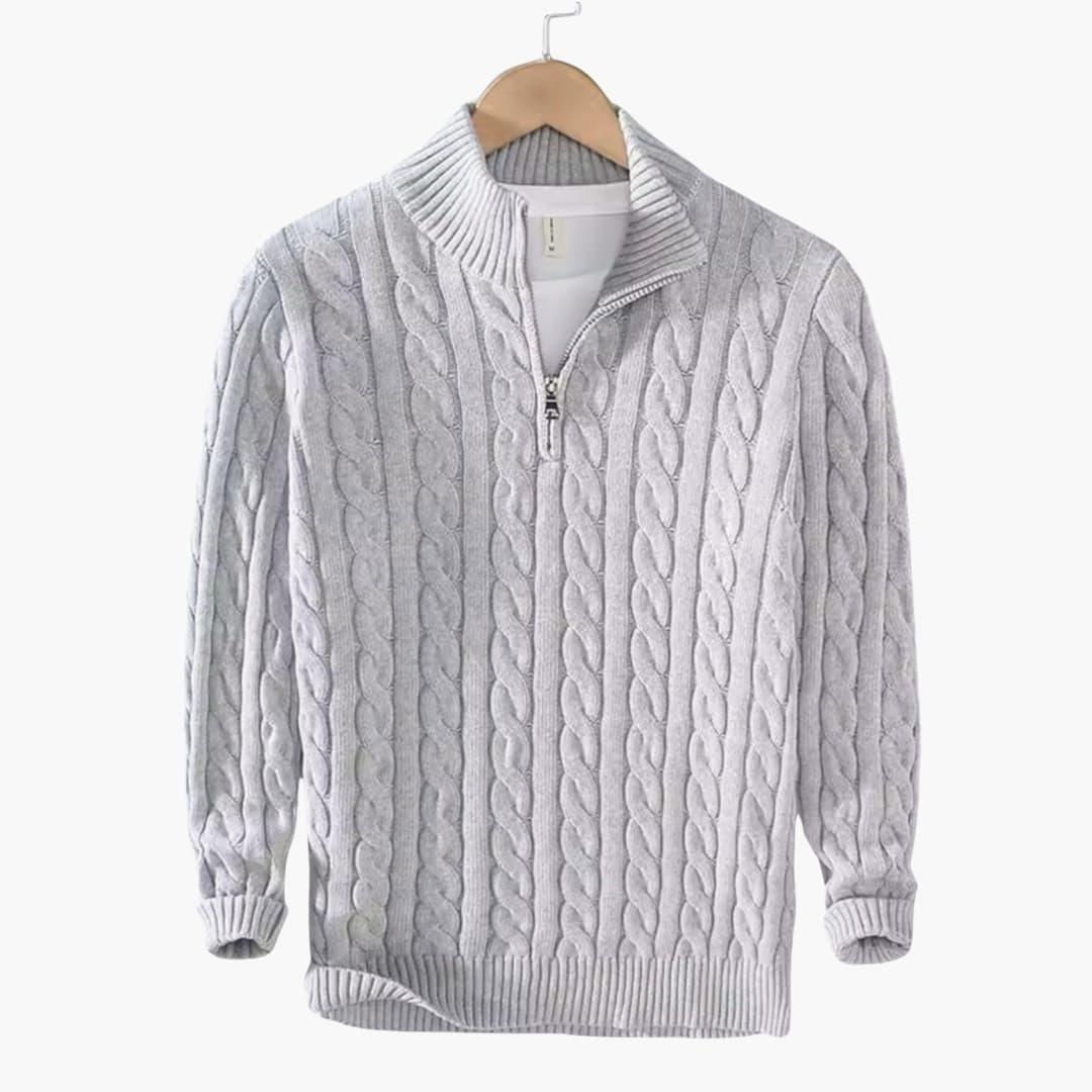 Pull Homme avec Demi-Zip et Ourlet Côtelé