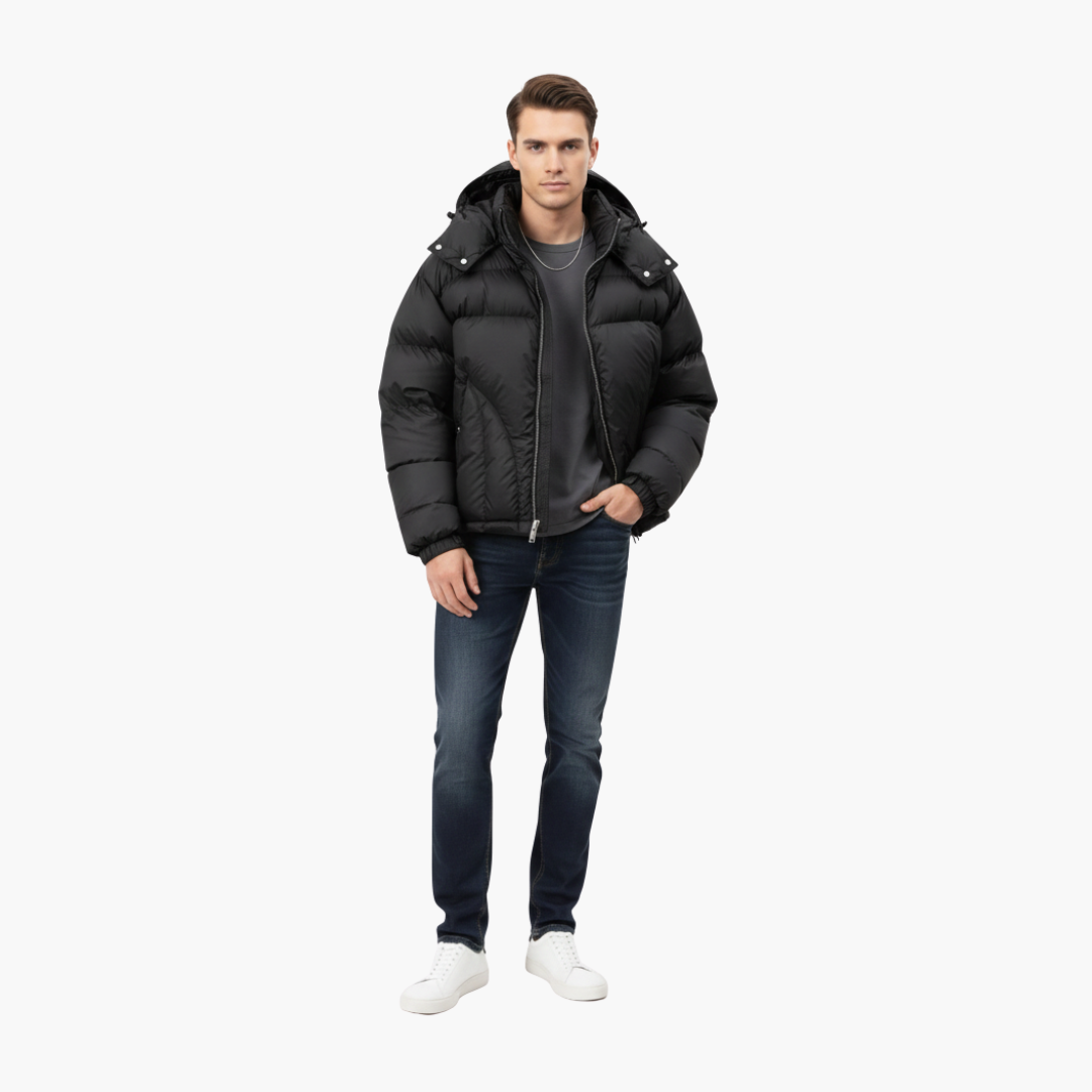 Doudoune homme avec capuche et fermeture éclair
