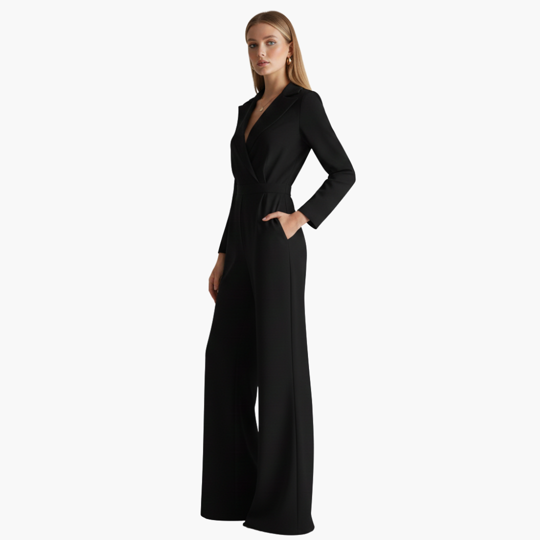 Tuta a maniche lunghe da donna con collo e gambe larghe