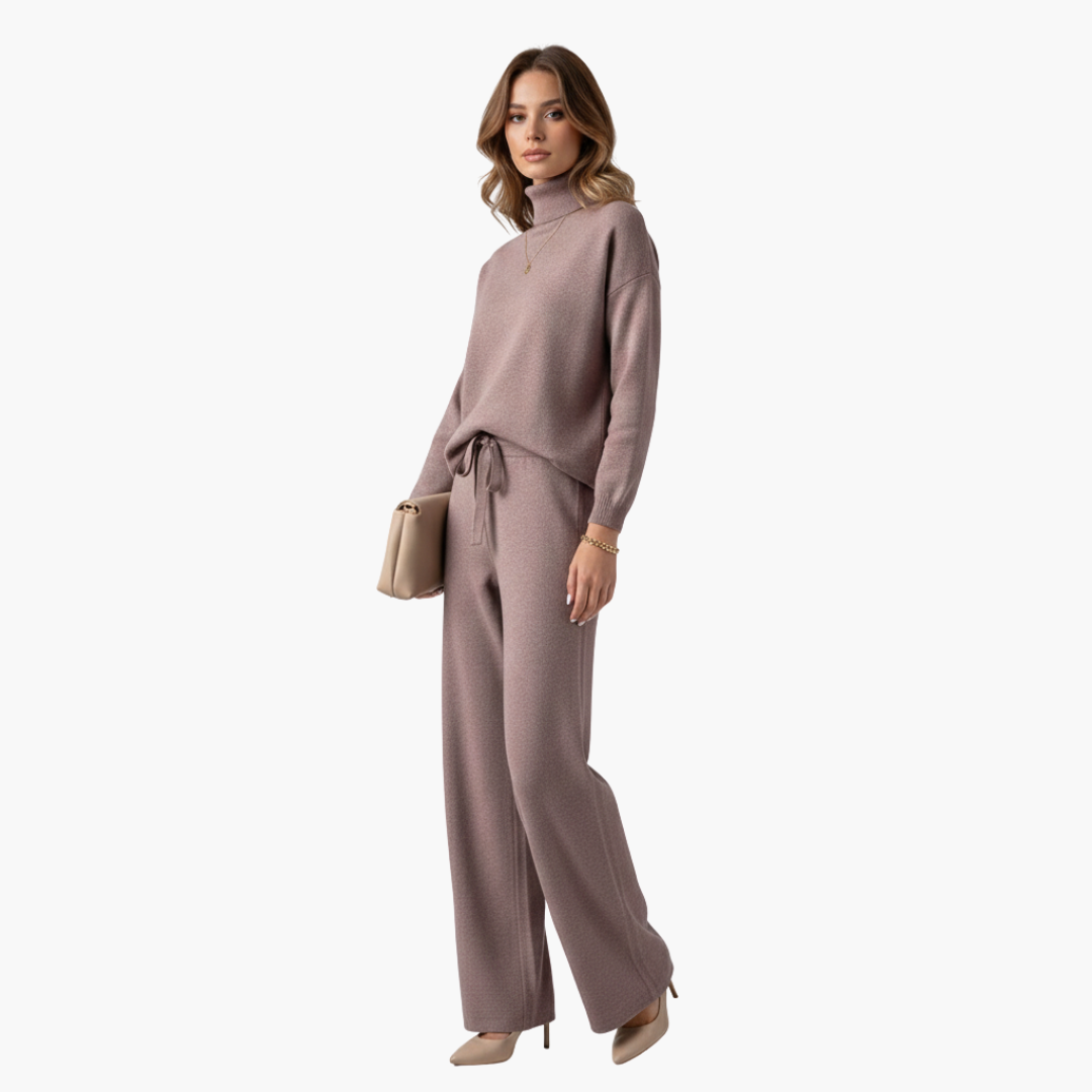 Women's two-piece set with stand-up collar