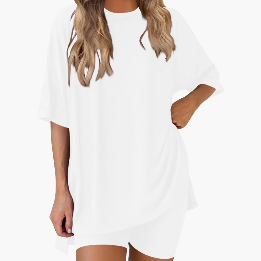 Damen-Sportset mit V-Ausschnitt und weitem Shorts