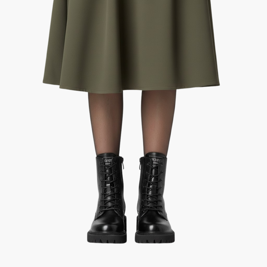 Bottes à lacets pour femmes avec fermeture éclair latérale et semelle épaisse