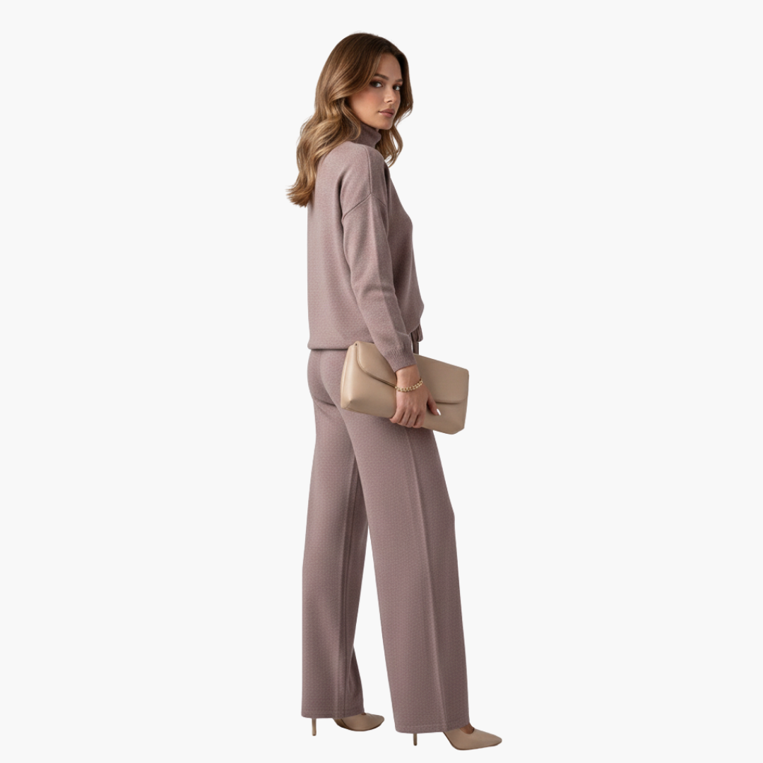 Women's two-piece set with stand-up collar
