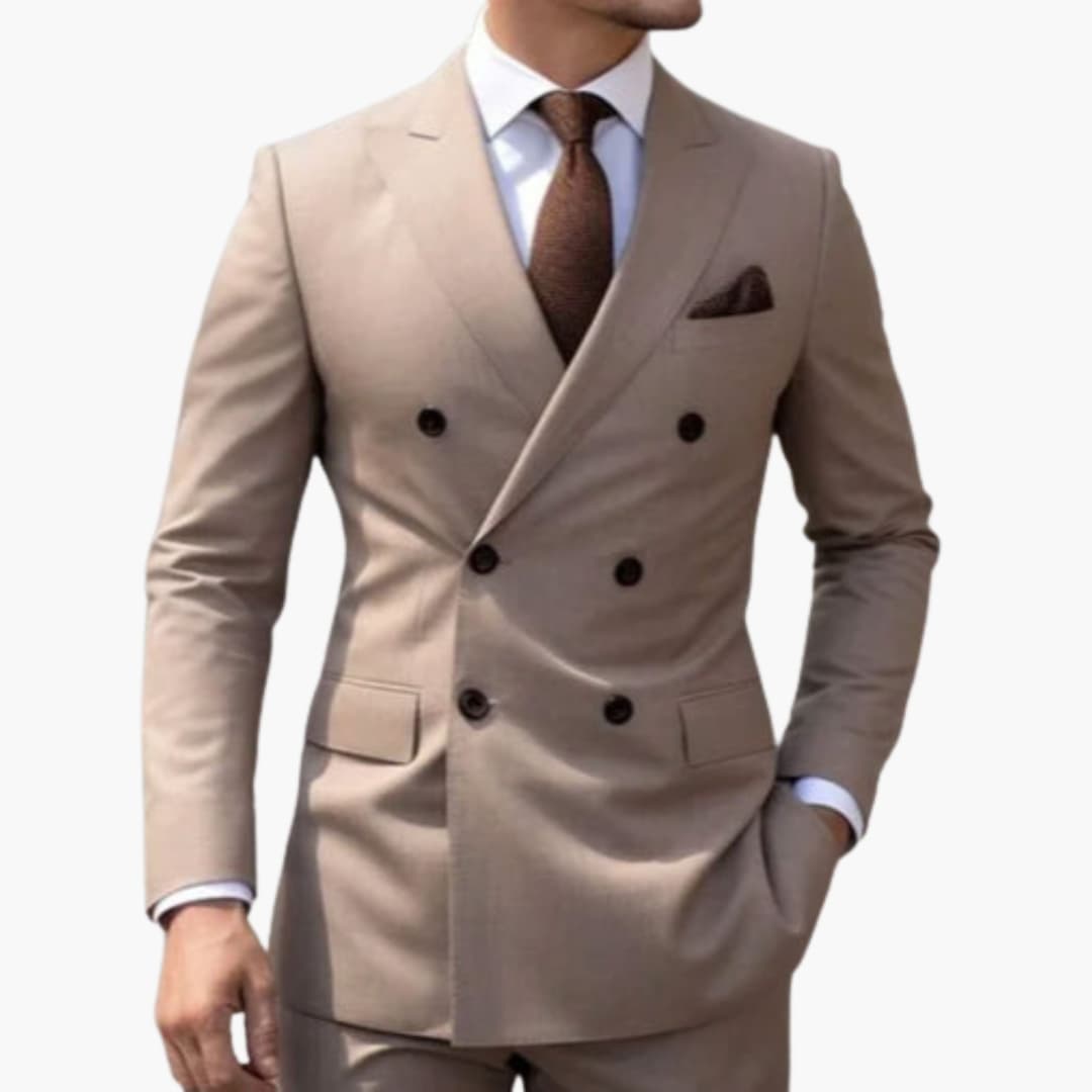 Costume homme deux pièces avec veste croisée et pantalon slim