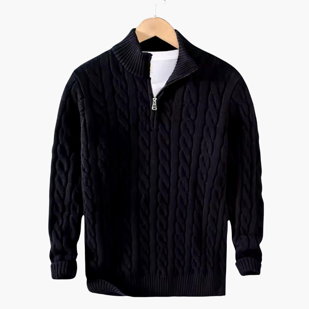 Pull Homme avec Demi-Zip et Ourlet Côtelé