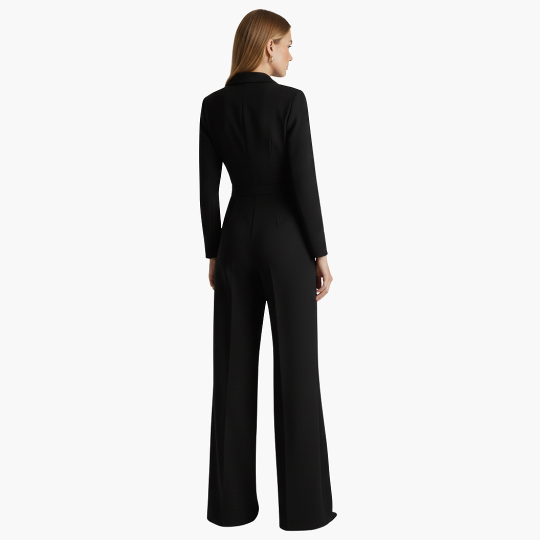 Tuta a maniche lunghe da donna con collo e gambe larghe