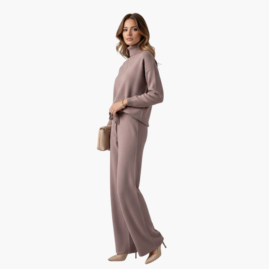 Women's two-piece set with stand-up collar