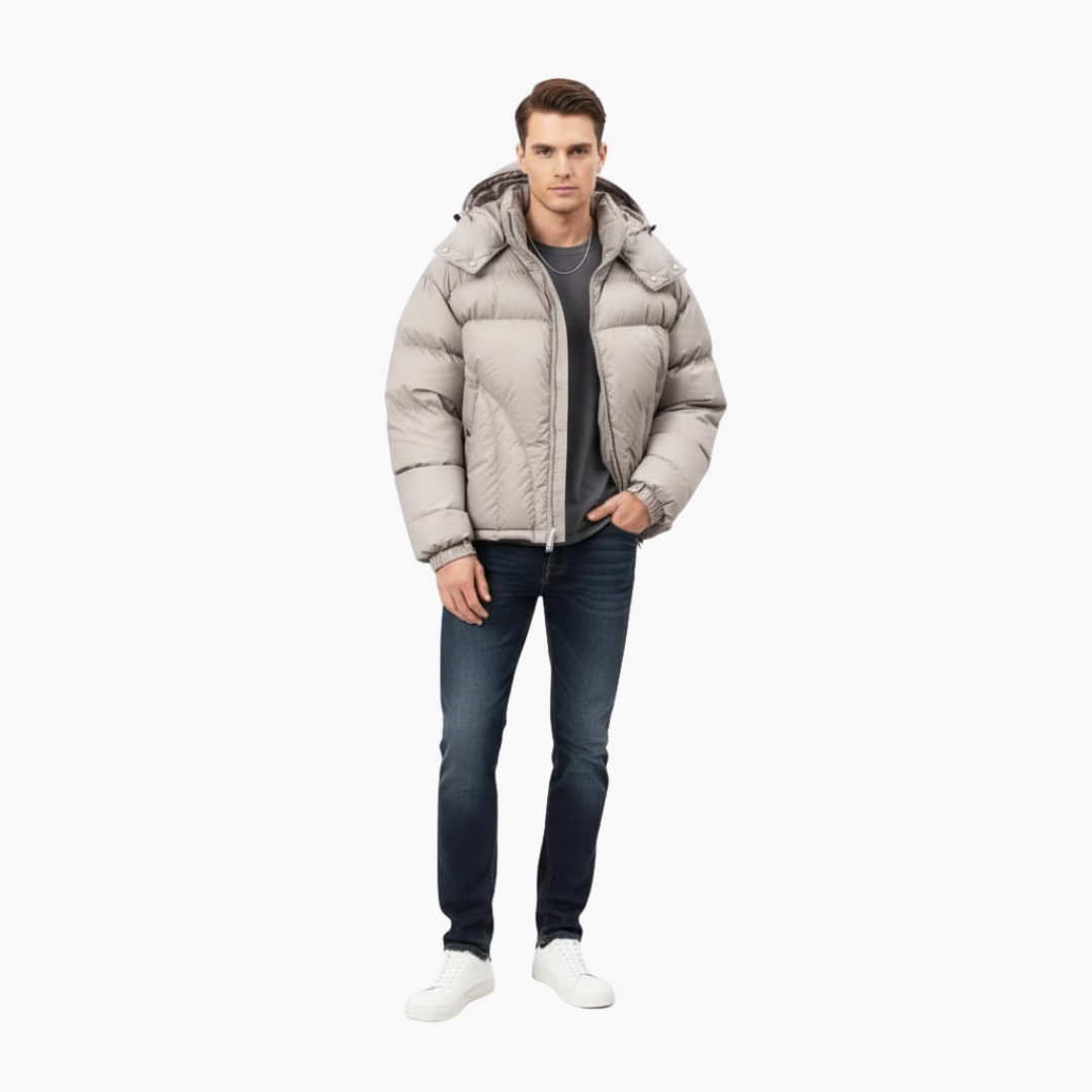 Doudoune homme avec capuche et fermeture éclair