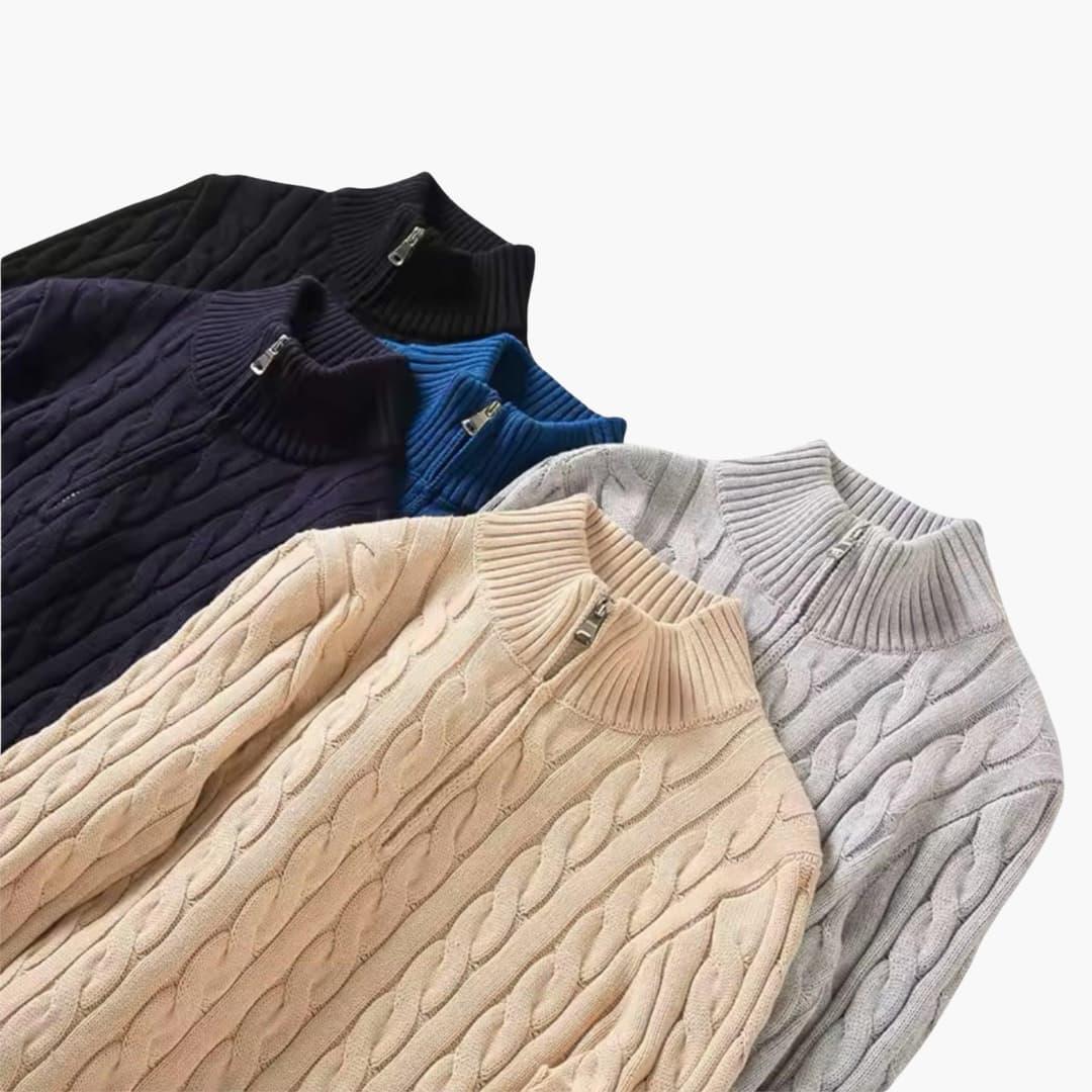 Pull Homme avec Demi-Zip et Ourlet Côtelé