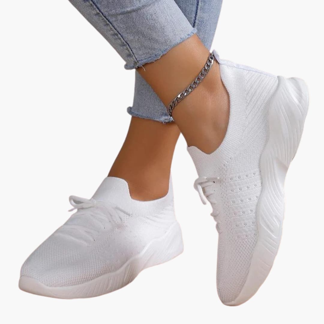 Baskets à lacets pour femmes avec tige en maille et semelle flexible