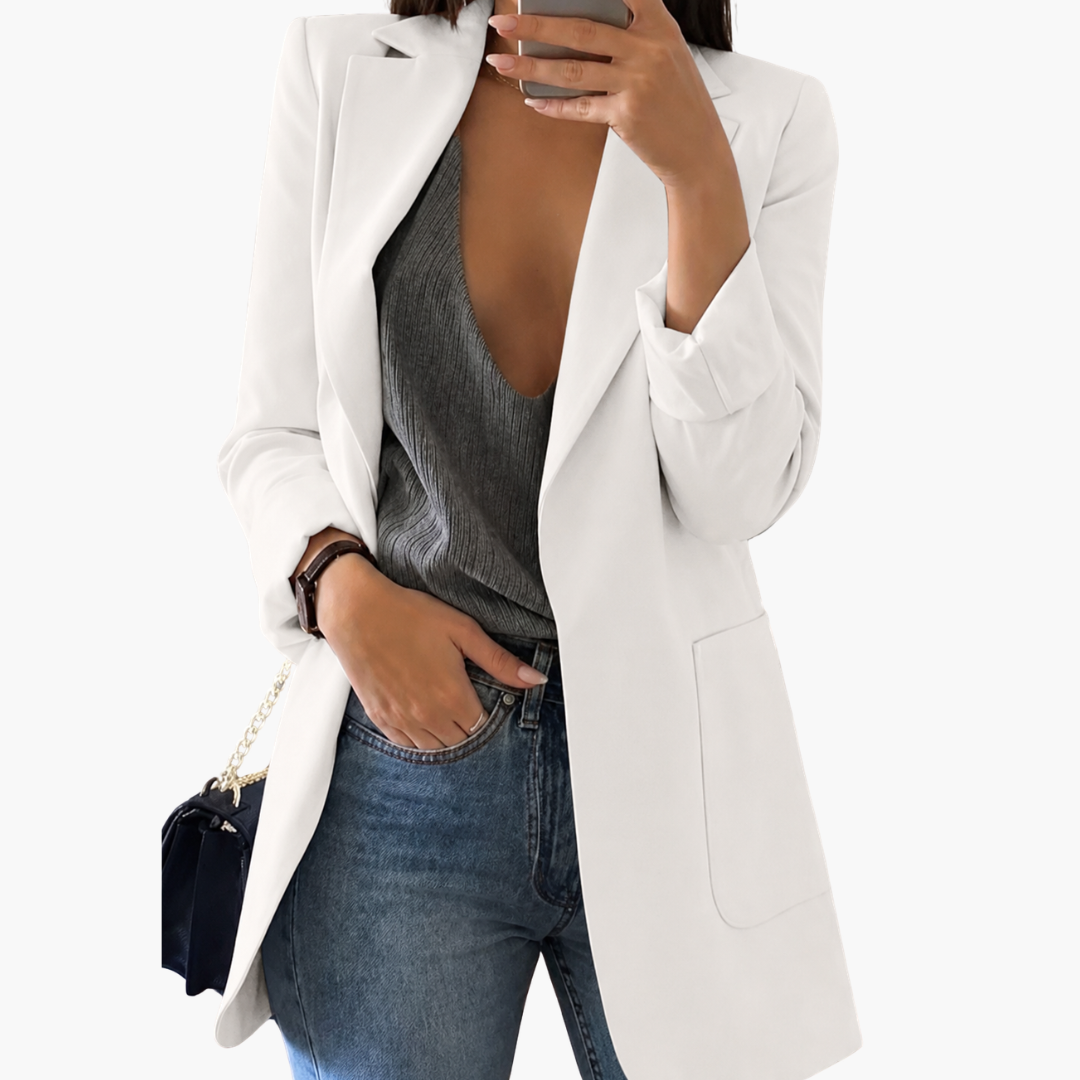 Blazer femme coupe ajustée avec revers cranté pour le bureau