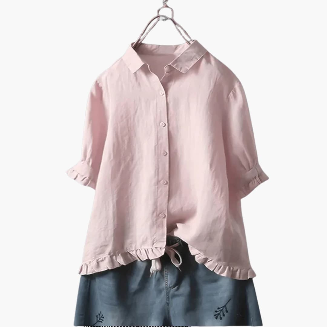 Bluse til kvinder med krave og knapper foran