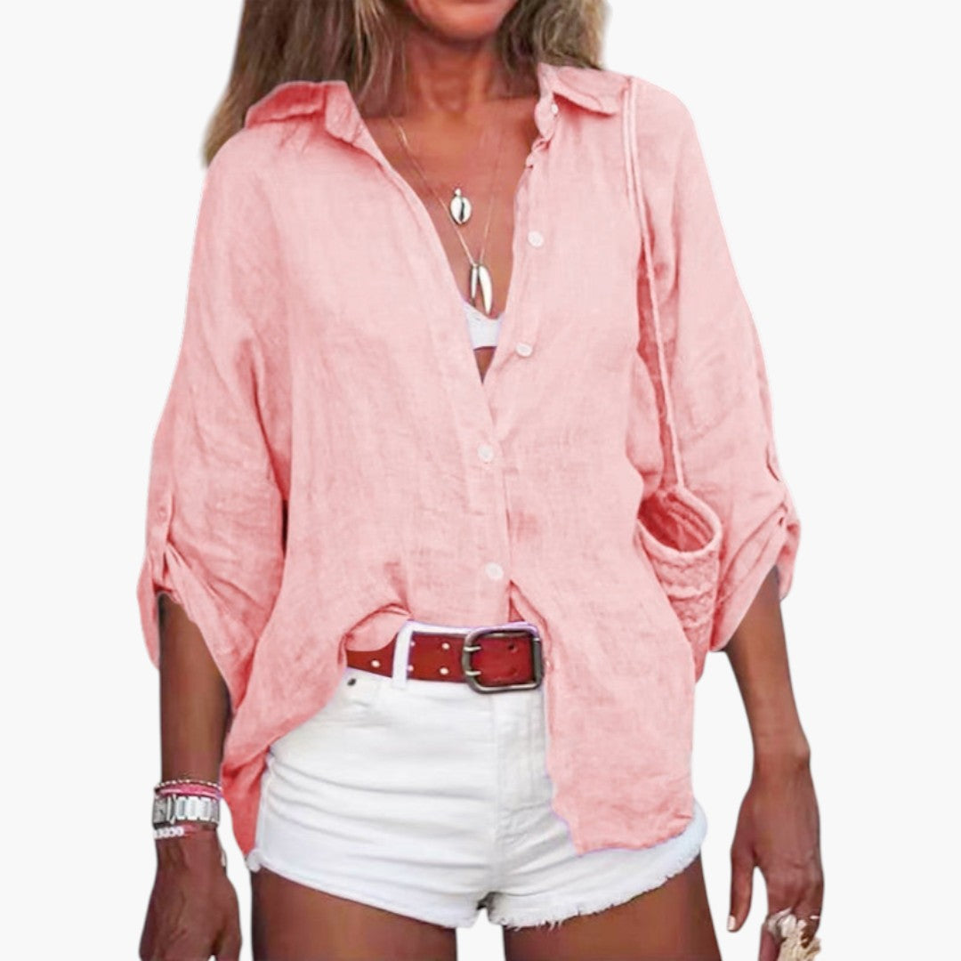 Blouse femme à col a fermeture boutonnée