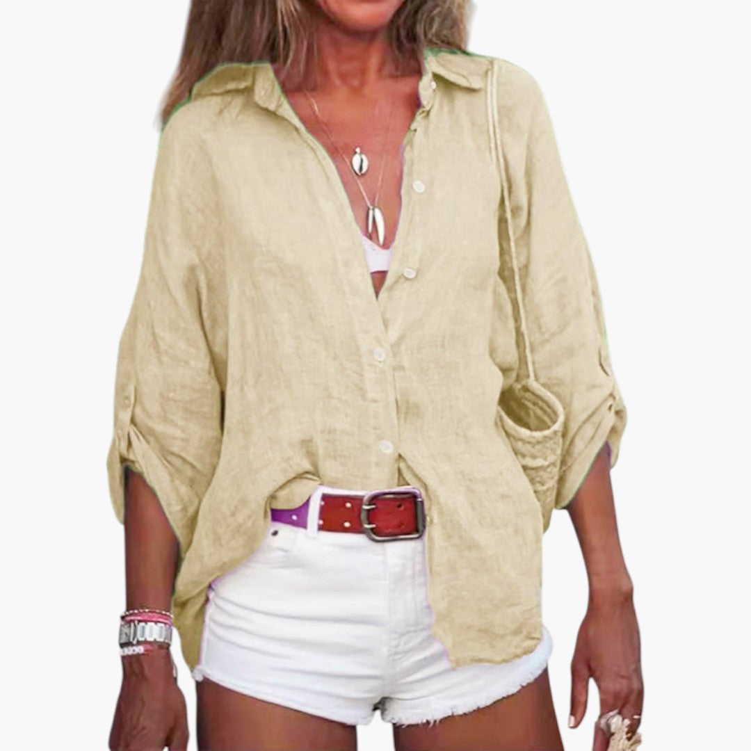 Blouse femme à col a fermeture boutonnée