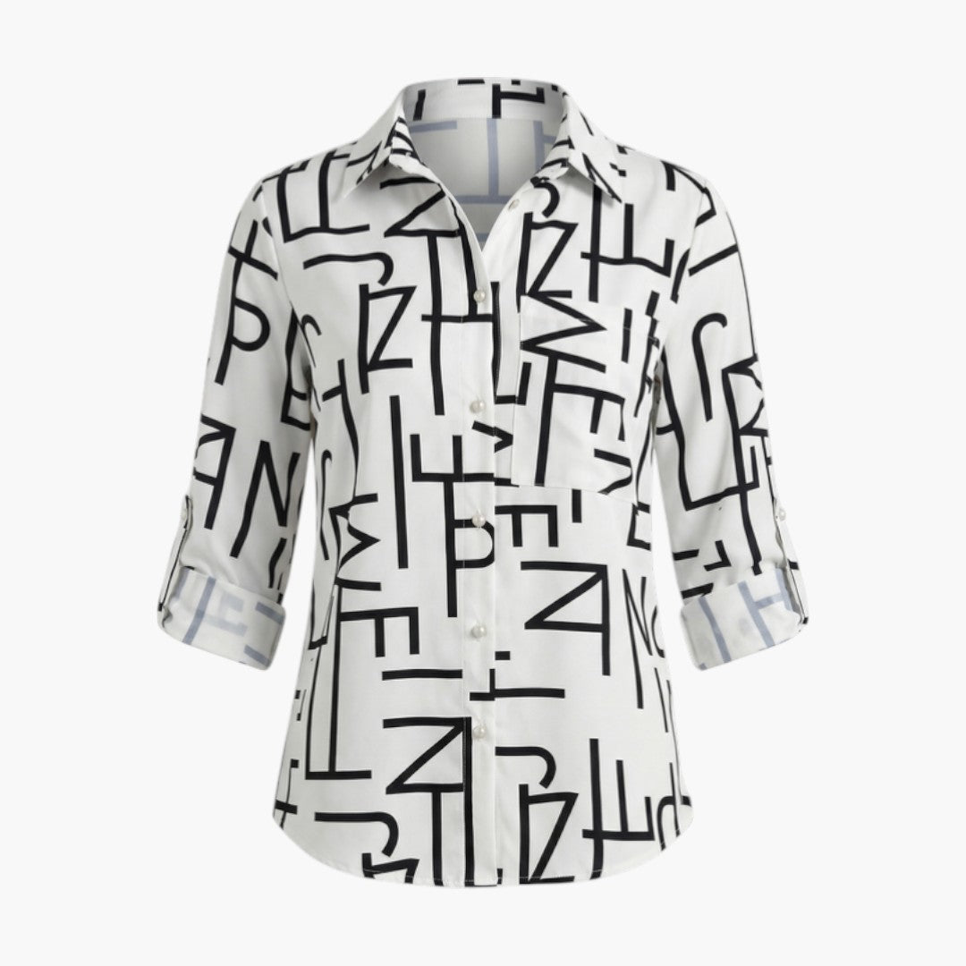 Blouse femme à col rabattu et fermeture boutonnée
