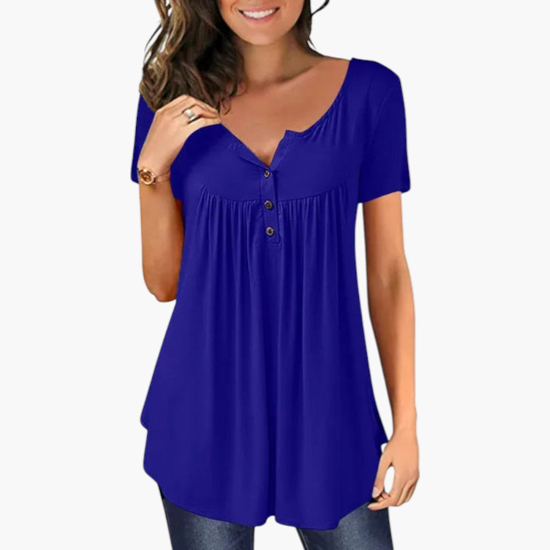 Blouse femme à encolure en V avec détail boutonné