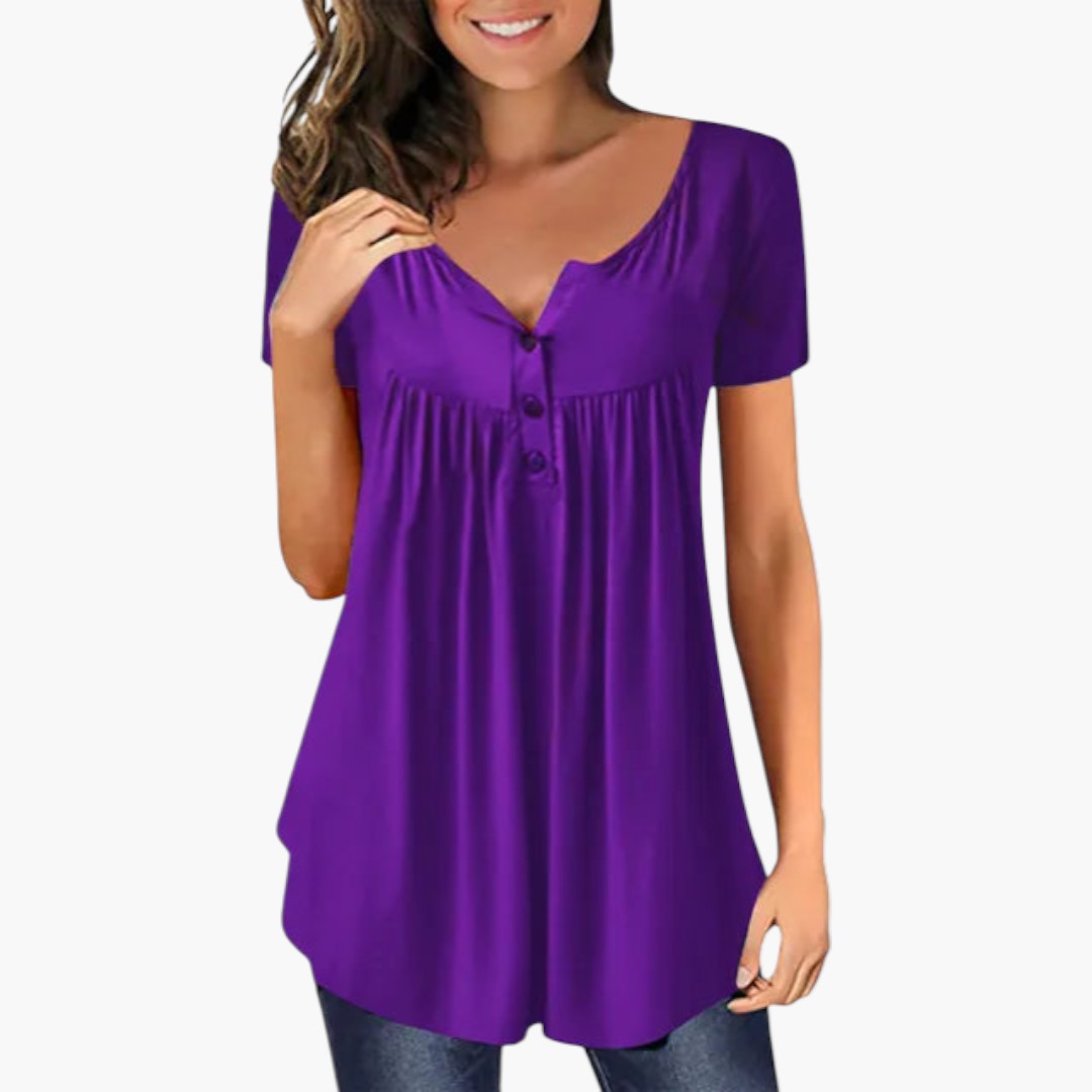 Blouse femme à encolure en V avec détail boutonné