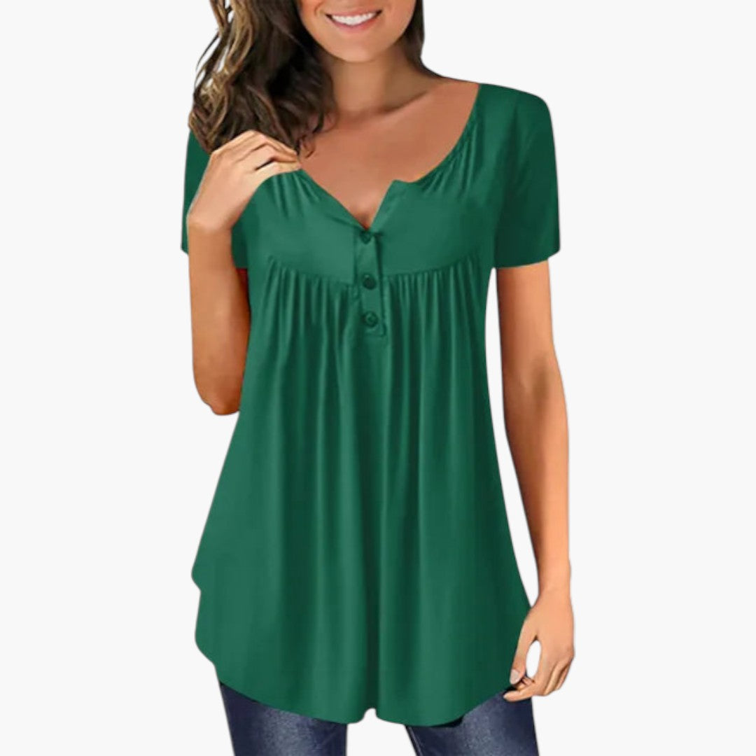 Blouse femme à encolure en V avec détail boutonné