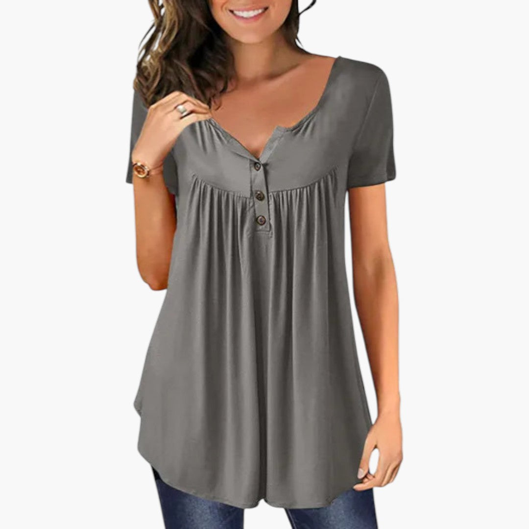 Blouse femme à encolure en V avec détail boutonné