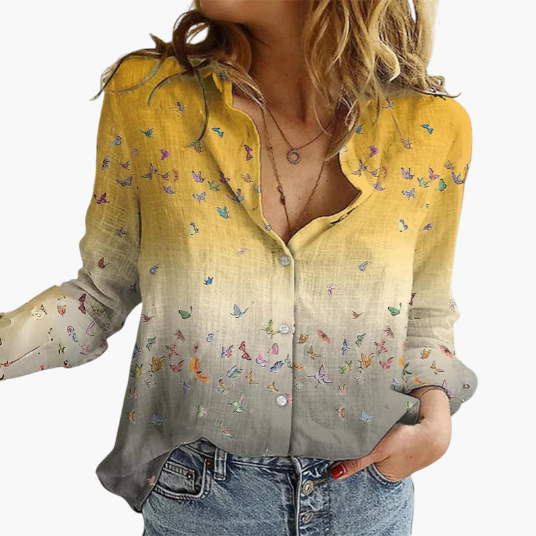 Blouse femme à encolure en V avec imprimé floral