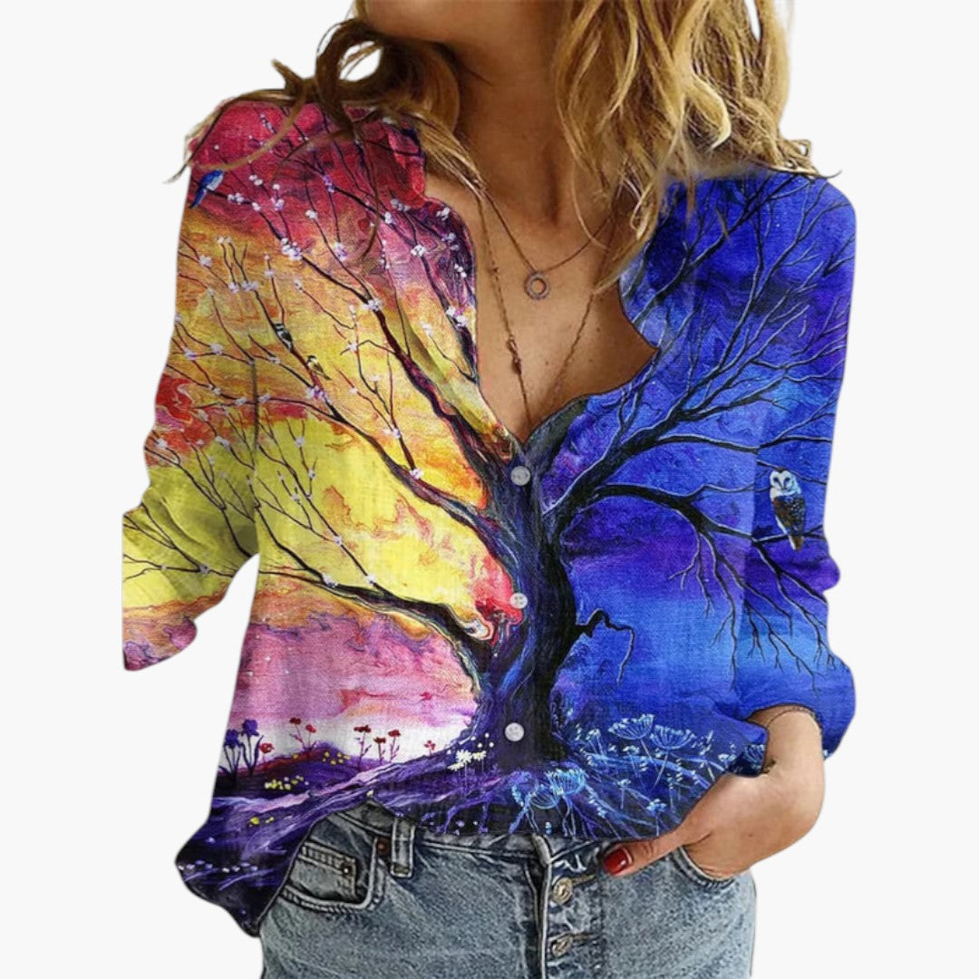Blouse femme à encolure en V avec imprimé floral