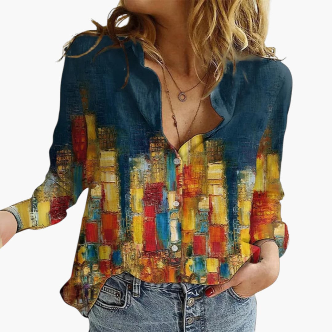 Blouse femme à encolure en V avec imprimé floral