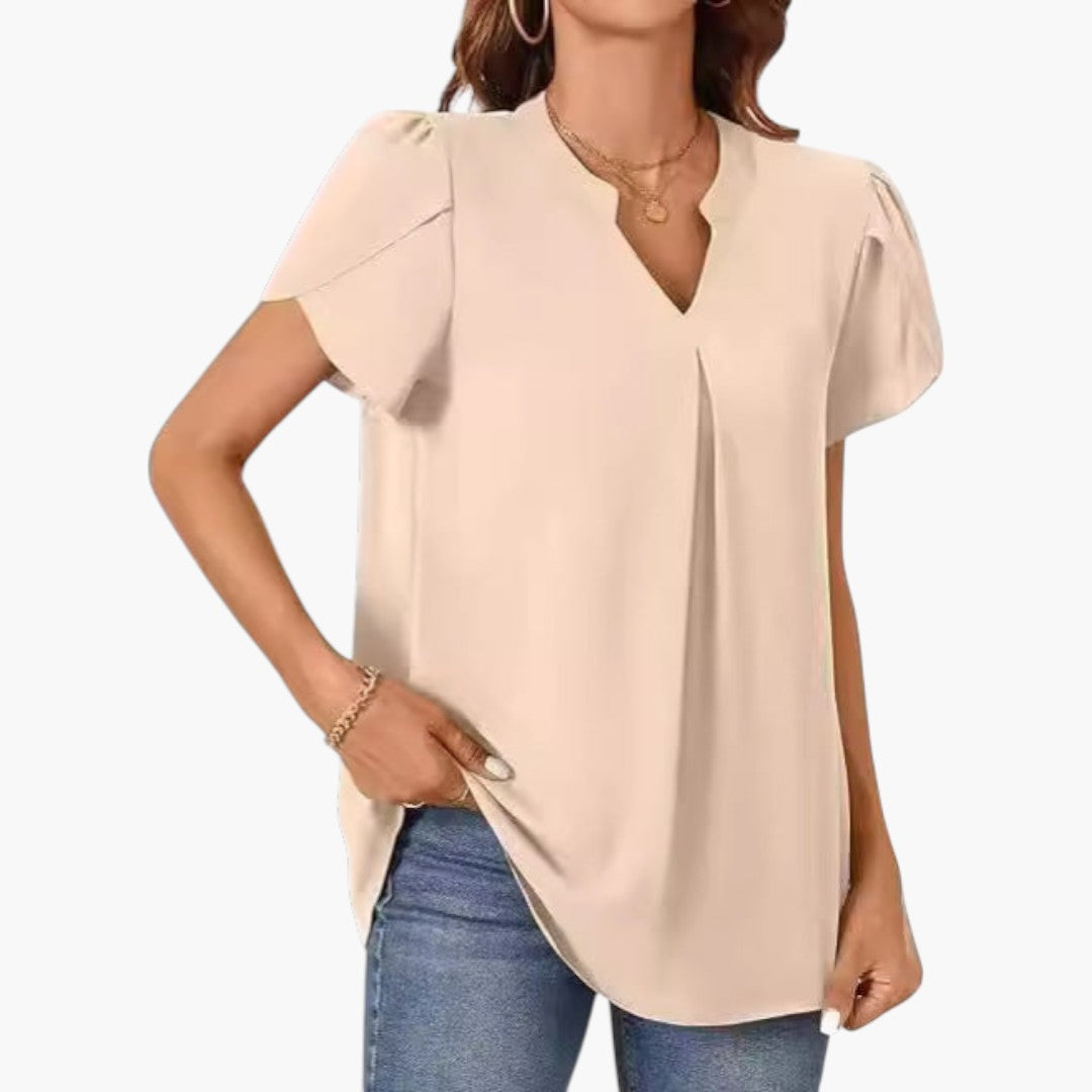 Blouse femme à encolure en V et manches bouffantes
