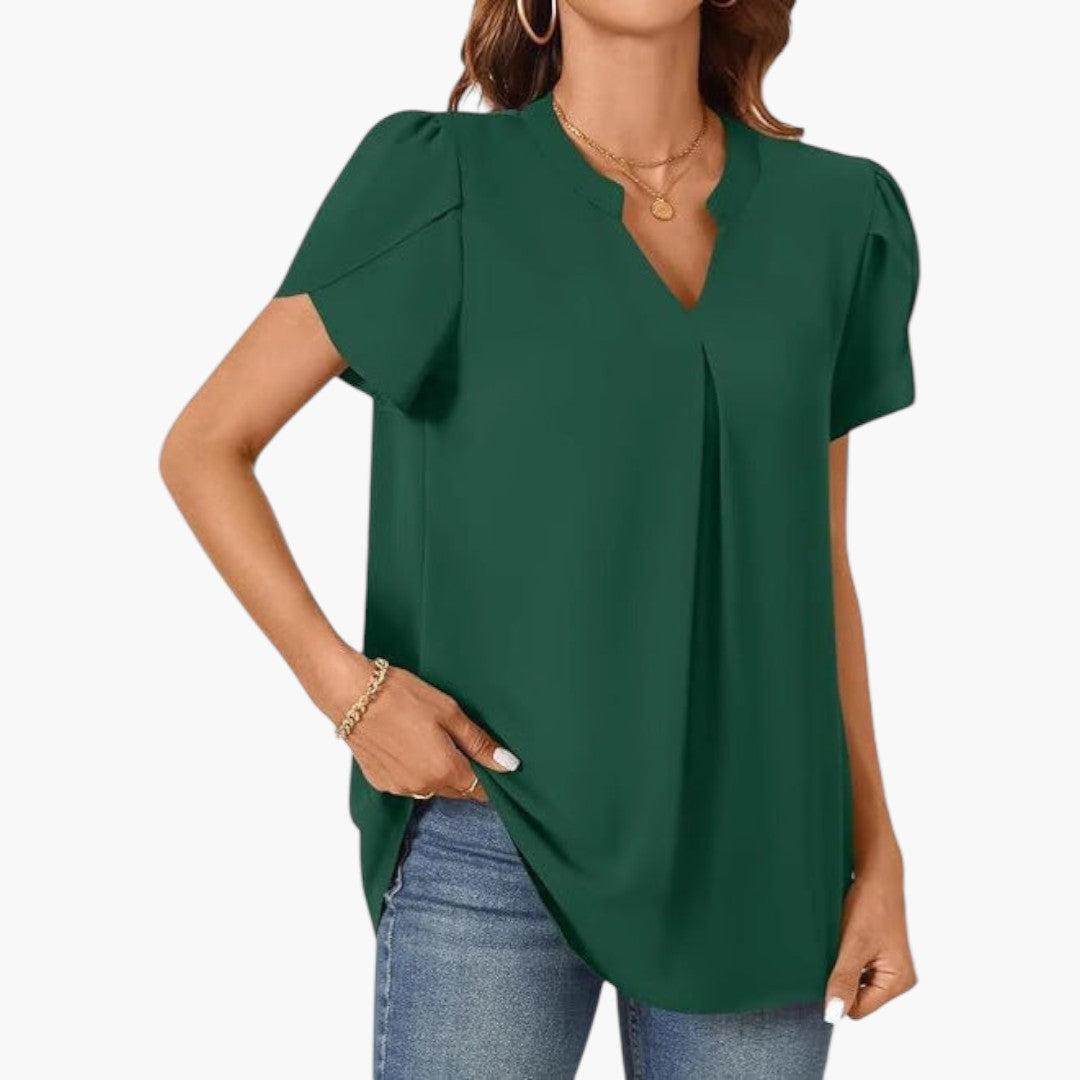 Blouse femme à encolure en V et manches bouffantes