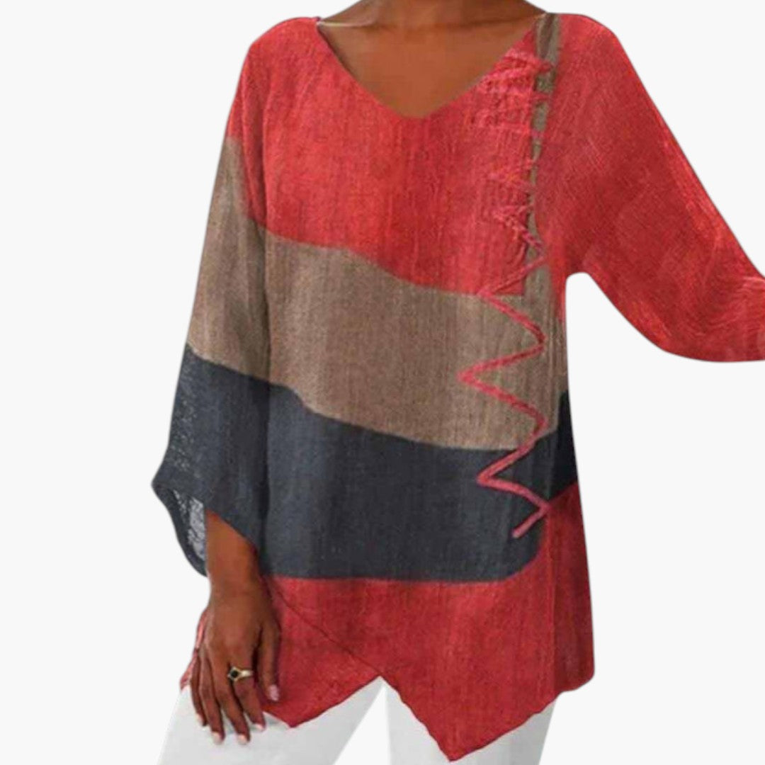Blouse femme àvec manches longues et encolure en V