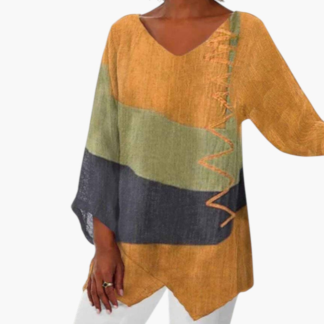 Blouse femme àvec manches longues et encolure en V