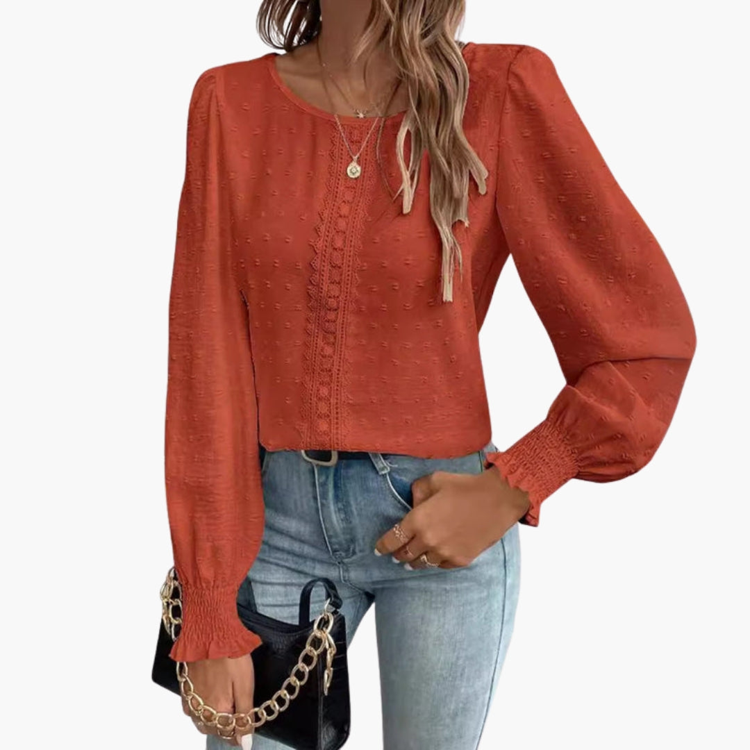 Blouse femme à encolure ronde avec détail brodé
