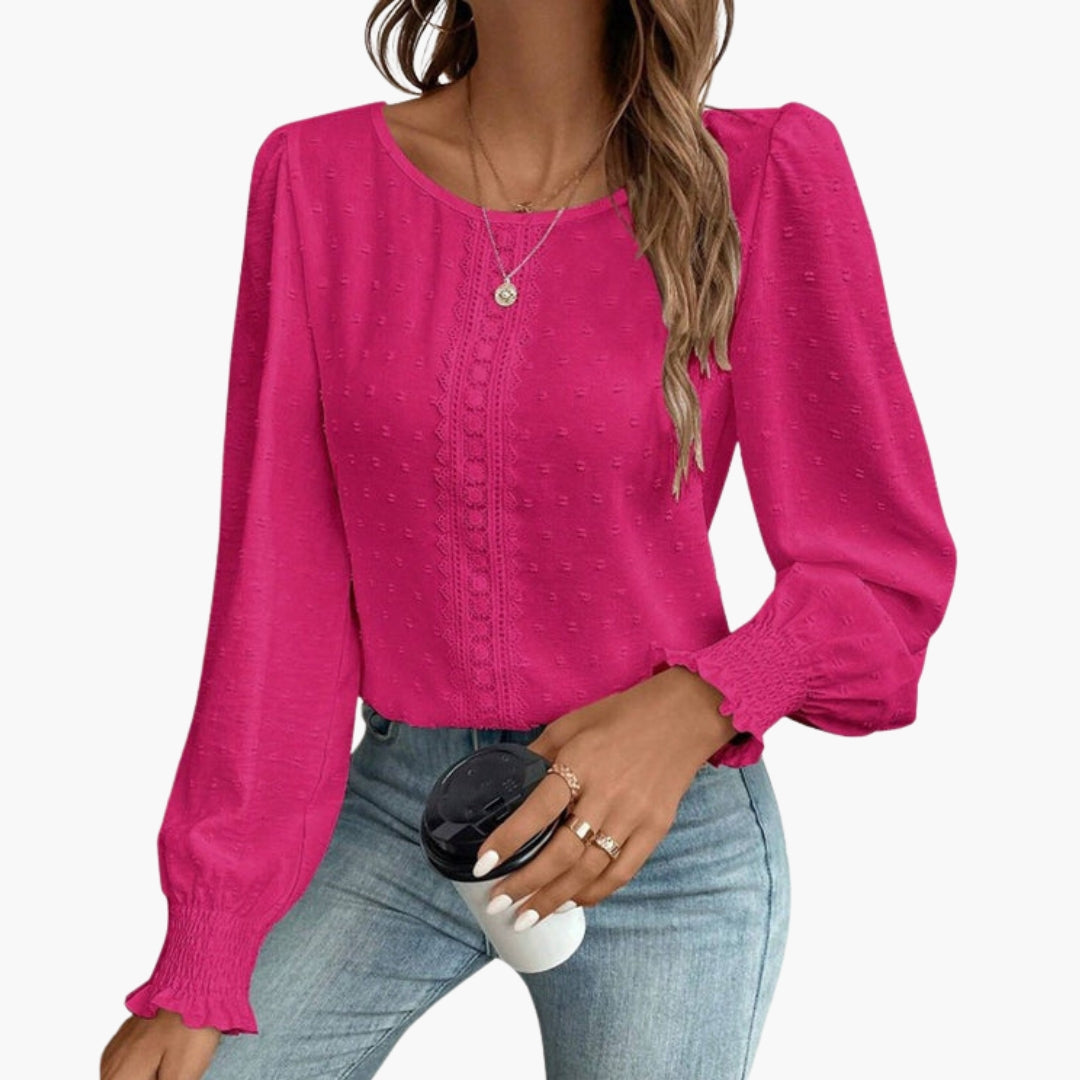 Blouse femme à encolure ronde avec détail brodé