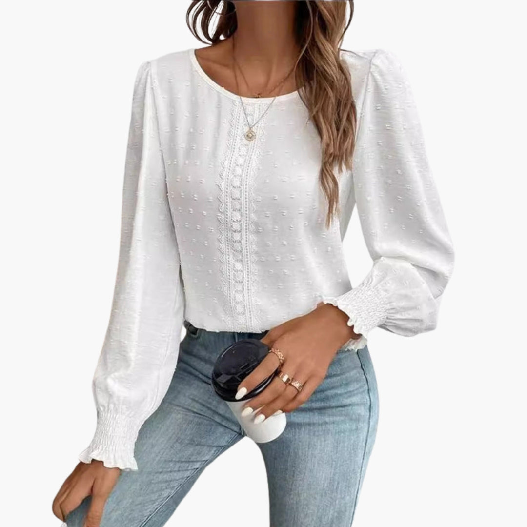 Blouse femme à encolure ronde avec détail brodé